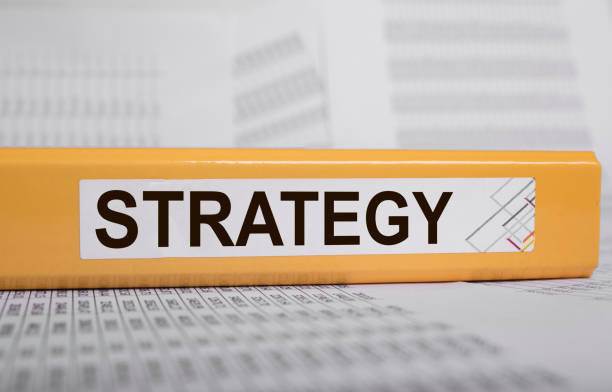 istock Folder with business strategy word, inscription. Strategic plan 1321892347