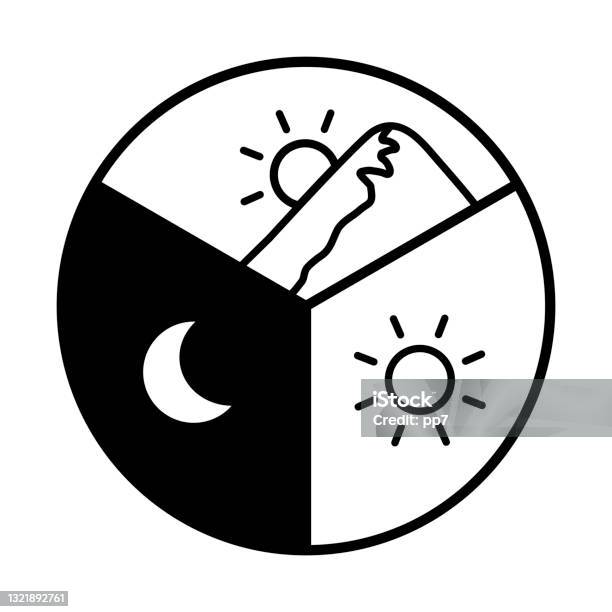 아침 낮 밤 24시간을 표현하는 일러스트레이션 원을 세 개의 동일한 부분으로 나눕니다 0명에 대한 스톡 벡터 아트 및 기타 ...