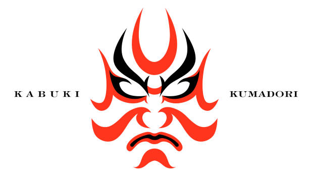 ilustrações, clipart, desenhos animados e ícones de maquiagem kabuki, vetor de gráficos padrão kumadori - kabuki