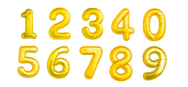 istock Set of numbers gold isolated on white background. 1321900000