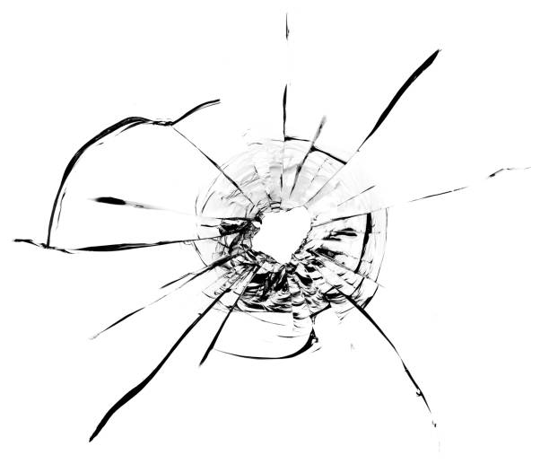 istock Bullet hole in the glass. Isolated on a white background. 1321902822