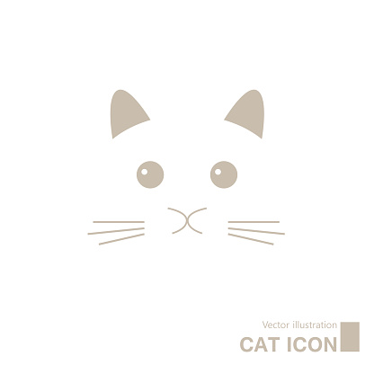 Vector drawn cat icon. Isolated on white background.