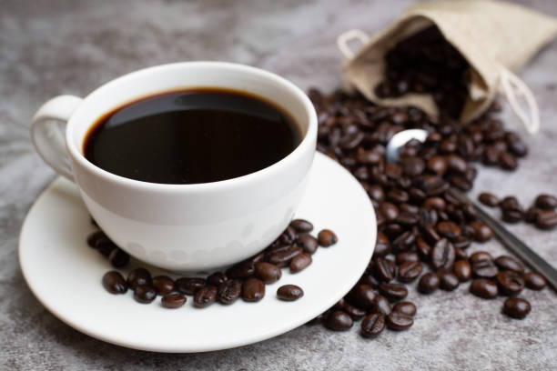 istock hot coffee and beans,Espresso 1321913360