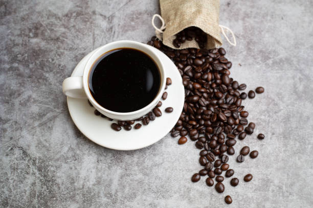 istock hot coffee and beans,Espresso 1321913417
