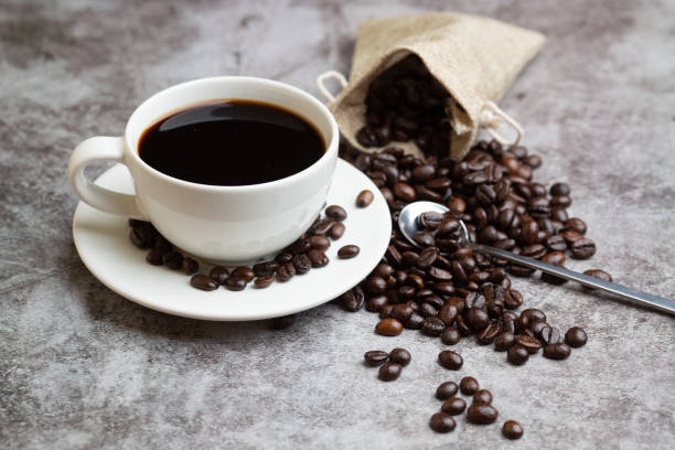 istock hot coffee and beans,Espresso 1321913668