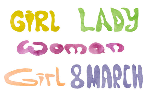 istock Hand lettering girl, lady, woman, March 8 1321915571
