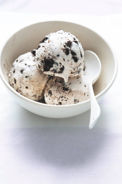 istock Chocolate cookie vanilla ice creams in bowl 1321915797
