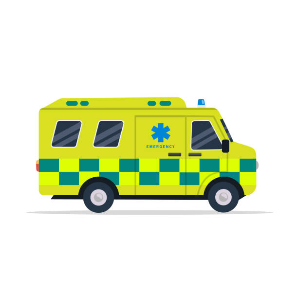 Ambulance Car Isolated On Background Stock Illustration - Download Image  Now - Ambulance, UK, Cartoon - iStock