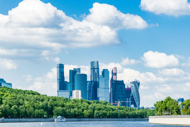 istock Moscow skyscrapers panorama in a sunny spring day. 1321923832
