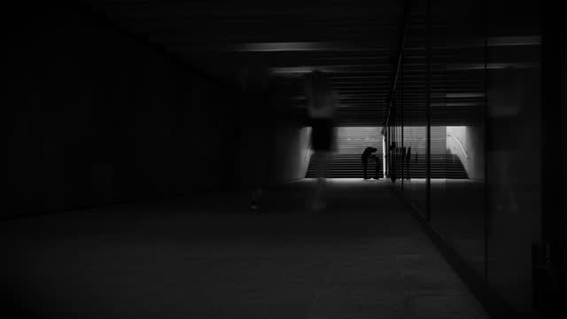 People walking in the tunnel/underpass (time lapse)