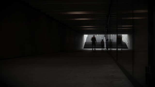 People walking in the tunnel/underpass (time lapse, looping)