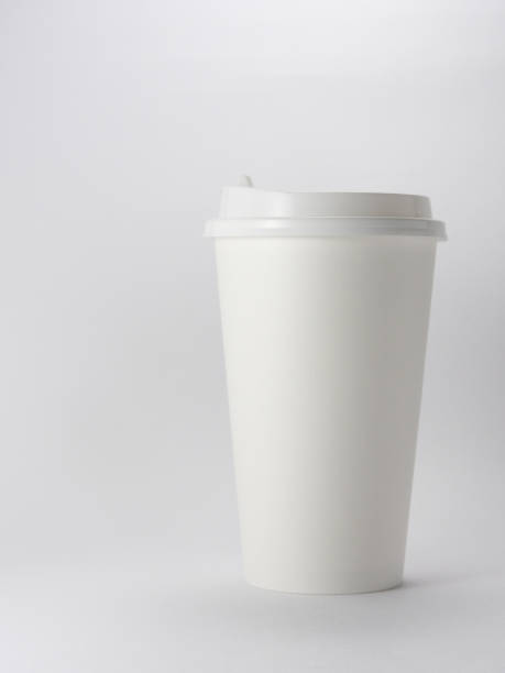 istock Takeaway white blank paper coffee cup mock up with cup lid isolated on white background. 1321927734