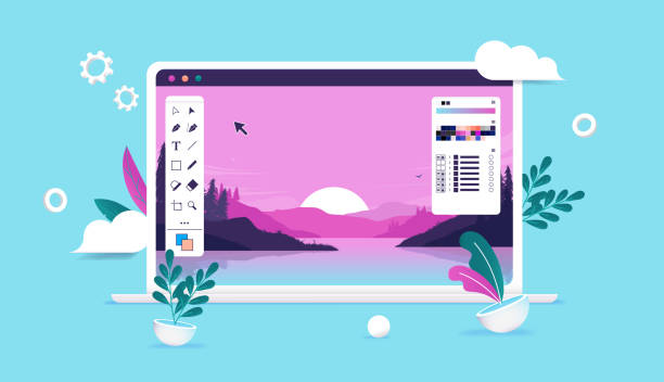стокові ілюстрації на тему фото редагування sofware векторна ілюстрація - графічний дизайнер