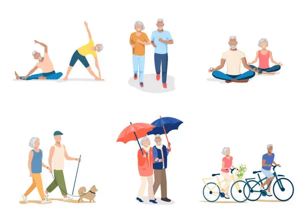 Vector illustration of Active elderly people