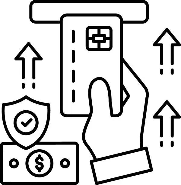 Vector illustration of inserting card to money withdrawal Concept Vector Icon Design, Business and Management Symbol, Banking and finance Sign, ECommerce and Delivery Stock illustration