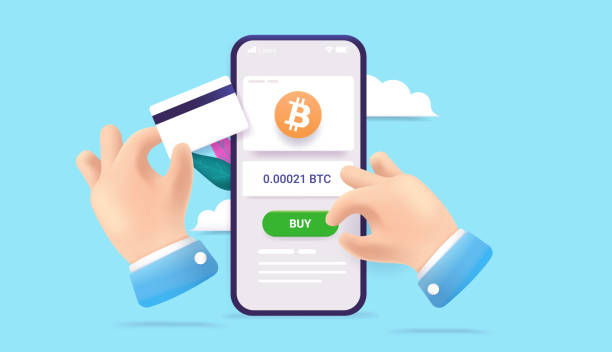 bitcoin mit kreditkarte online auf dem smartphone kaufen - digital wallet stock-grafiken, -clipart, -cartoons und -symbole