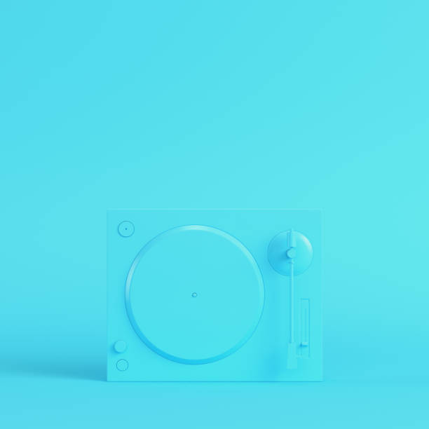 istock Turntable on bright blue background in pastel colors 1321938888