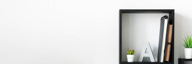 istock Home office. A desk against a white wall. Copy space. 1321941921
