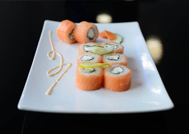istock Japanese sushi on a white plate. 1321942256