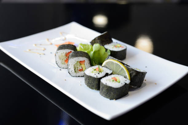 istock Japanese sushi on a white plate. 1321942299