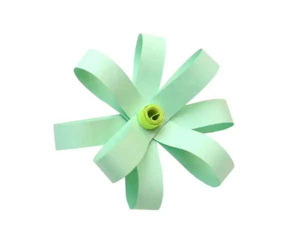 Photo of Green paper flower, folded origami