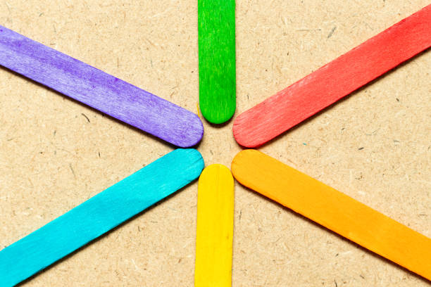 istock Multi color wood plank use as radial background, frame, decoration with copy space (Concept for rainbow or LGBT) 1321944908