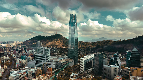 City, after the rain, clouds, Santiago