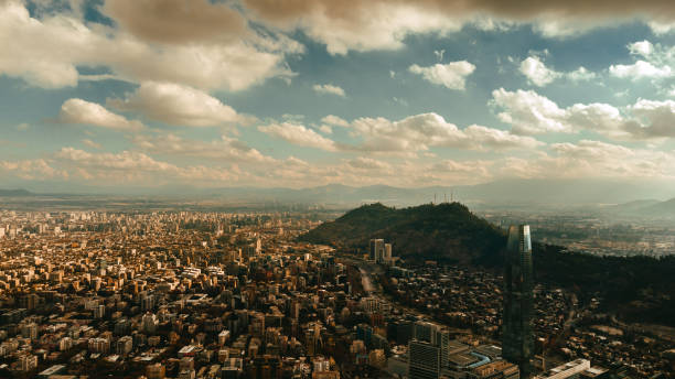 Costanera Center Ciudad Santiago, Las Condes, buildings clouds after the rain