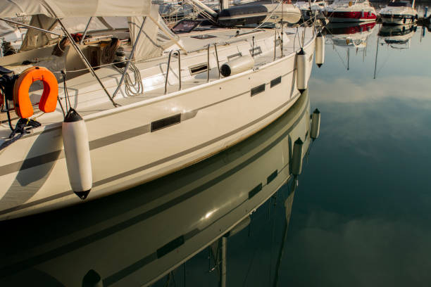 istock Reflection Of Luxury Boat On The Sea 1321950099