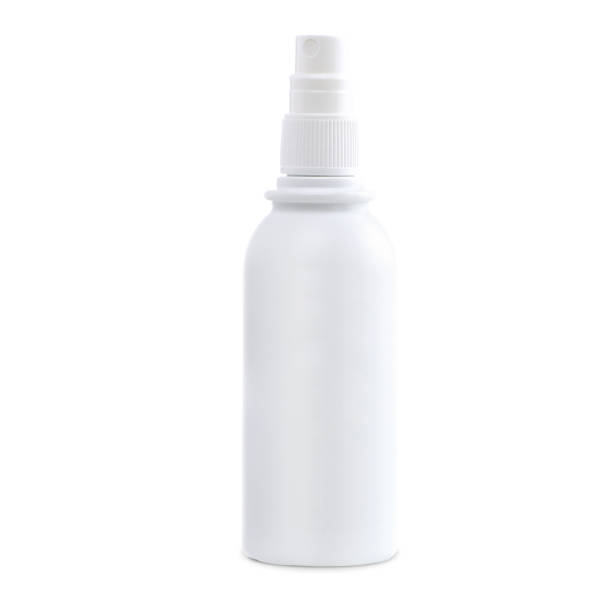White cosmetic or medical bottle with a spray bottle without a cap.