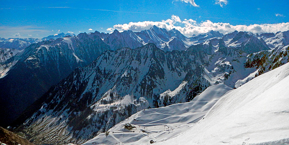 Panoramic view of the ski resort in winter, the Circus of Lys can also be visited in good weather in summer.