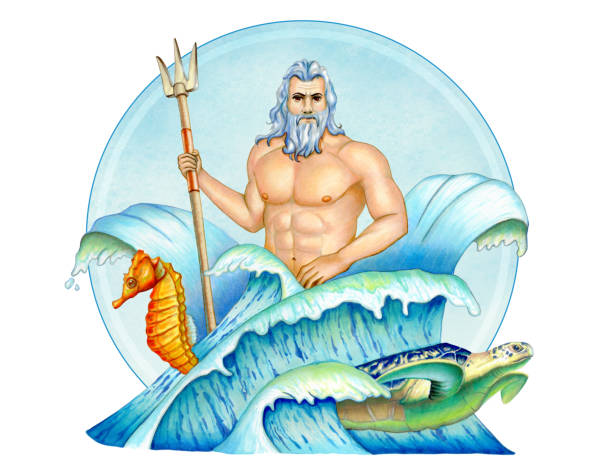 illustrations, cliparts, dessins animés et icônes de poséidon, dieu de la mer - mythological character