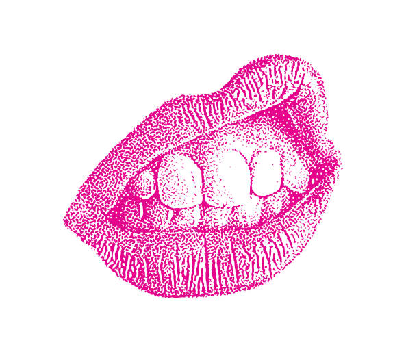 ilustraciones, imágenes clip art, dibujos animados e iconos de stock de primer plano de los labios y los dientes de la mujer - sneering grimacing women human face