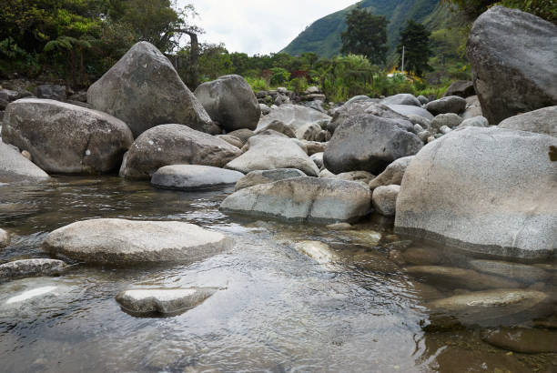 istock Big stones in the river, landscape. 1321975570