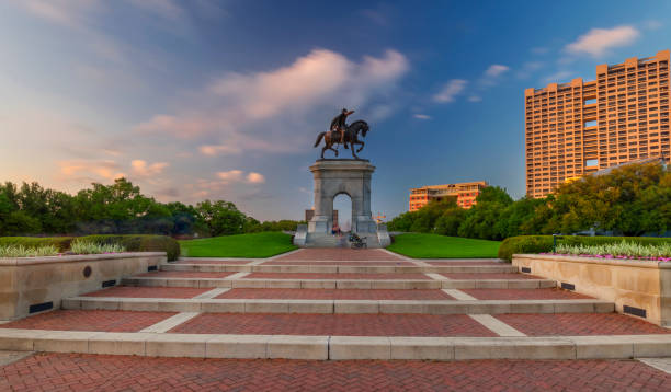 Sam Houston monument Sam Houston monument at Hermann park, Houston, Texas, USA houston texas stock pictures, royalty-free photos & images