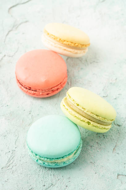 istock colorful macaroons on green background with copy space 1321979336