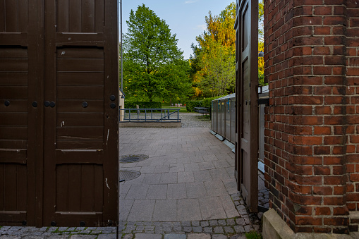 An open doorway to a public park in Southern Helsinki