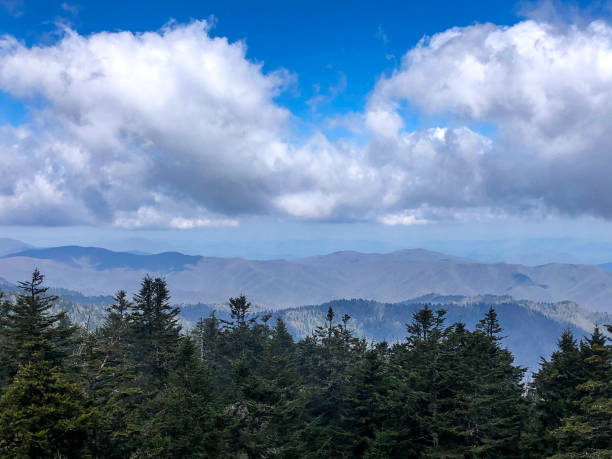 istock Vivid blue sky with clouds above Great Smoky Mountains 1321989544