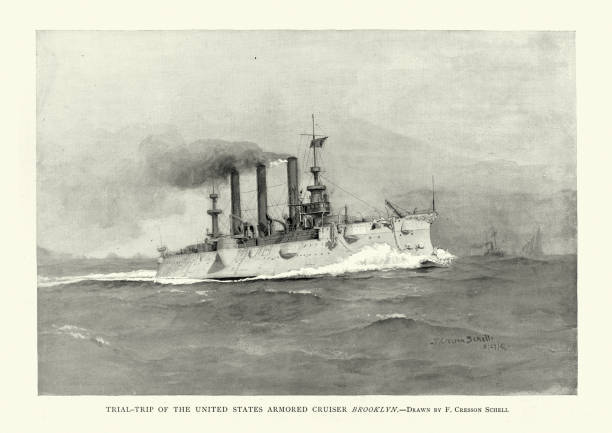 istock USS Brooklyn (ACR-3), United States Navy Warship, armored cruiser, 1890s 1321994341