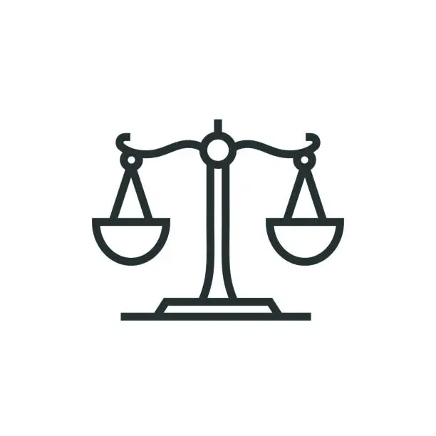 Vector illustration of Justice and Balance Line Icon