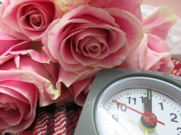 istock Bright Sweet Soft Pink Bouquet Roses with Time Close Up 2021 1322013528