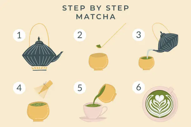 Vector illustration of How to Make Matcha Vector Illustration