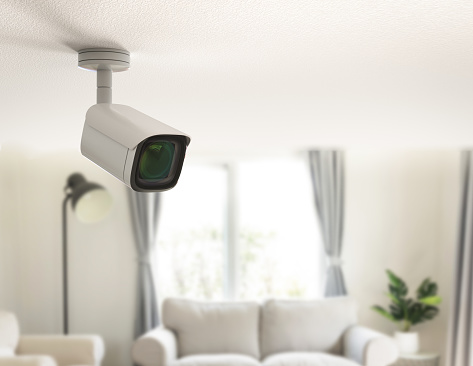 3d rendering security camera or cctv camera in home