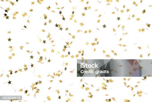 istock Gold golden stars confetti shower 1322020675