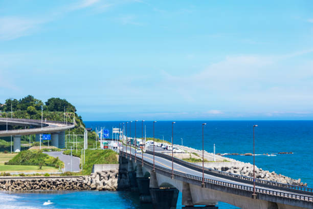 The Pacific Ocean seen from the hill of Hitachi Station６ Taking a picture of the Pacific Ocean from the hill of Hitachi Station ibaraki prefecture stock pictures, royalty-free photos & images