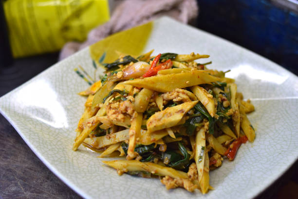istock Stri fried pre boiled bamboo shoot and minced pork 1322046002