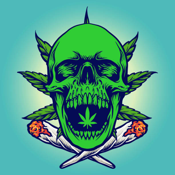 Cannabis Green Skull Smoke Vector illustrations for your work Logo, mascot merchandise t-shirt, stickers and Label designs, poster, greeting cards advertising business company or brands. Cannabis Green Skull Smoke Vector illustrations for your work Logo, mascot merchandise t-shirt, stickers and Label designs, poster, greeting cards advertising business company or brands. marijuana tattoo stock illustrations
