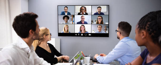 istock Businesspeople Discussing Graphs Through Videochat 1322050157