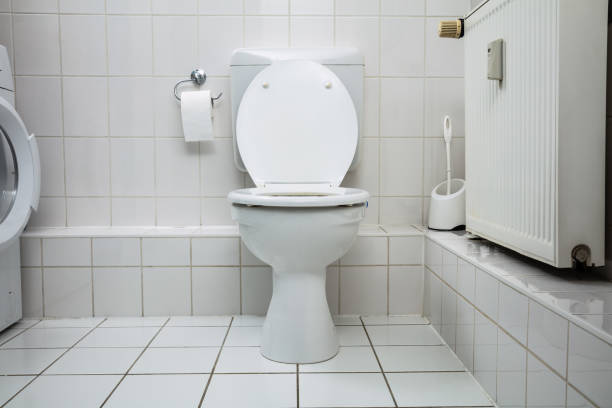 White Toilet Bowl In A Clean Hygienic Bathroom