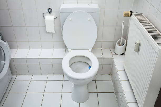 istock White Toilet Bowl In Bathroom 1322050629